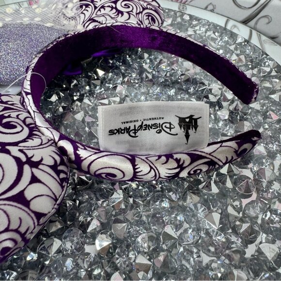 Disney ears jubilee brand new with tags crown feather bow Purple Silver Headband - Picture 5 of 10